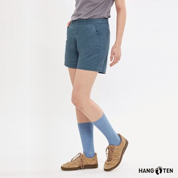 Hang Ten-女裝-經典斜紋布開扣短褲-松石綠