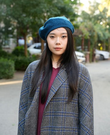 日系立體扭紋小頂揪花苞貝雷帽手工混紡羊毛針織畫家帽 顯臉小