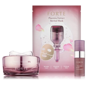 【睛采緊緻組】FORTE 8%精純胎盤素肌活眼霜25ml +精純胎盤素肌活面膜25g單片+58%精純胎盤素肌活原液 11ml