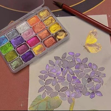 特價處理微瑕】礦物質珠光水彩顏料固體分裝美甲唐卡國畫描金金墨