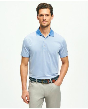 Brooks Brothers Men's Performance Series Micro Stripe Jersey Polo Shirt | Blue | Size XS