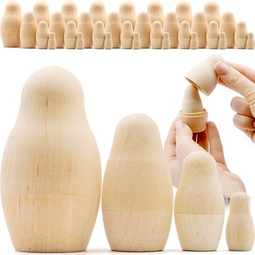 空白俄羅斯套娃 4 件套 8 件套 - 木製空白娃娃