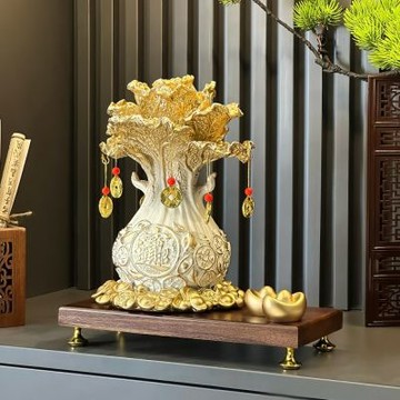 【匠俱】招財進寶白菜擺件 26x15x27cm 帶底座 客廳電視櫃裝飾 收銀前台店鋪喬遷開業禮物