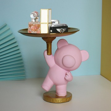 小熊托盤放鑰匙收納擺件家居客廳電視柜玄關裝飾品喬遷女生日禮物