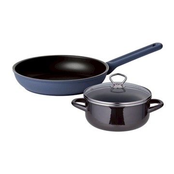 可洛麗系列 平底鍋24cm-海藍 (無蓋/可用電磁爐) 贈 德國Kochstar湯鍋20cm