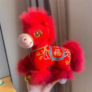 新款2026馬年吉祥物公仔舞獅小馬玩偶毛絨玩具生肖馬娃娃新年禮物