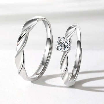 【Sayaka紗彌佳】925純銀環繞愛情簡約鑲鑽造型對戒  開口戒