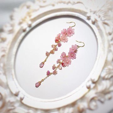 【微縮花房】雛菊之歌。樹脂雛菊耳環。溫柔櫻花粉。可改耳夾。