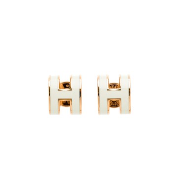 Hermes Pop H Mini耳環(白/玫瑰金) (H608002FO49)