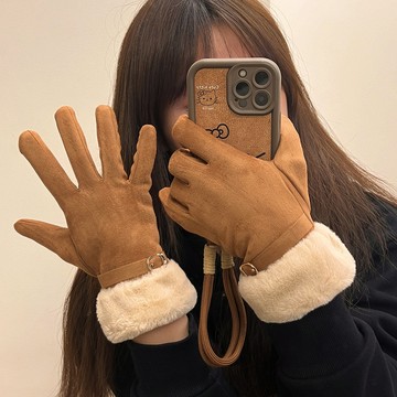 🔥優選好物🔥新款手套冬季女 加絨加厚保暖防風手套  防寒戶外騎行開車手套  可觸屏五指手套  冬天加絨刷毛手套女