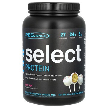 PEScience, Select Protein™ 蛋白質粉混合飲品，蛋糕棒棒糖味，1.9 磅（850.5 克）