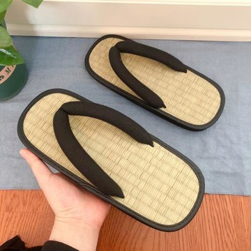 【涼席拖鞋】日式厚底家居藤草人字拖鞋夏情侶防臭腳天然涼拖LA07