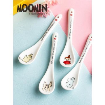 Moomin姆明陶瓷勺子套裝可愛卡通小勺子甜品勺咖啡攪拌勺兒童湯勺