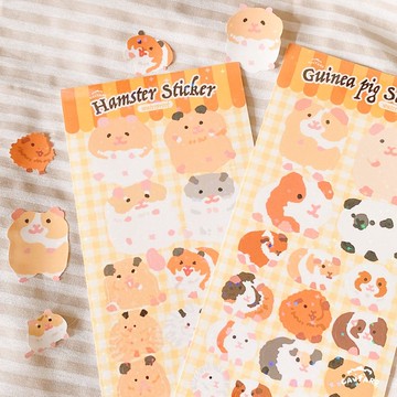 天竺鼠、倉鼠閃亮防水貼紙