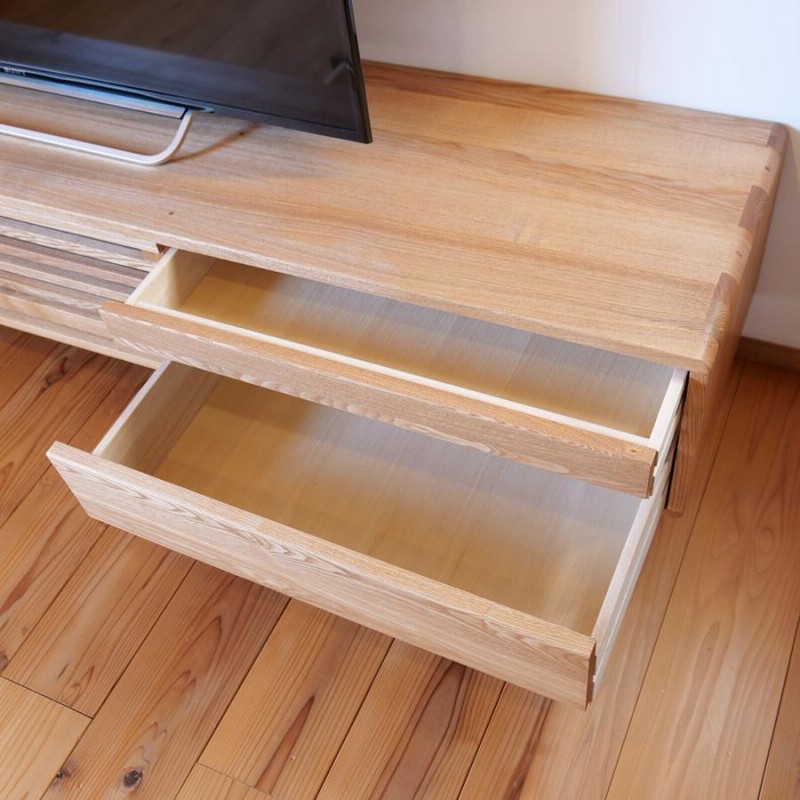 テレビボード おしゃれ 200cm 無垢 ローボード 収納 タモ材 丸脚