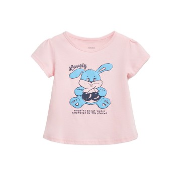 可愛女孩櫻桃兔兔短TEE(粉紅)-女