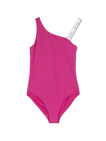 Calvin Klein Kids - one-shoulder asymmetric swimsuit - kids - Recycled Nylon/Recycled Polyester/Spandex/Elastane/Spandex/Elastane - 8-10 - Pink