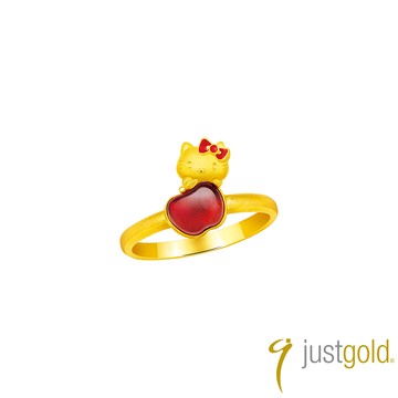 【Just Gold 鎮金店】Hello Kitty 蘋安萌福 黃金戒指
