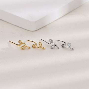 N22 日韓流行耳飾 S925銀針 小巧清新樹葉枝枒造型 耳針 耳環