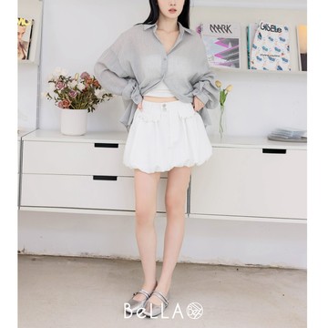 【入秋新品】BeLLA 可帥可甜花苞短裙 白色
