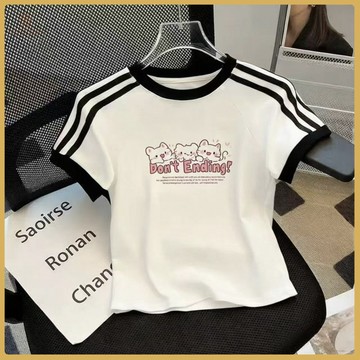 🌺女童上衣🌺2026新款女童夏裝潮酷卡通少女中大童T恤兒童t恤印花常規圓領上衣 GYAU