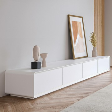 免運 開立發票 白色烤漆電視柜簡約現代小戶型客廳圓角落地實木電視機柜茶幾組合 快速出貨