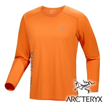 【Arc'teryx 始祖鳥】男 Norvan Logo快乾長袖圓領衫『活力橘』X009722 戶外 露營 登山 健行 休閒 時尚 快乾 短袖 上衣
