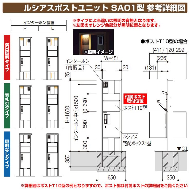 門柱 ポスト 宅配ボックス 機能門柱 ルシアスポストユニット SA01型