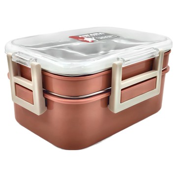 AWANA 兩格雙層便當盒  紅色  1個