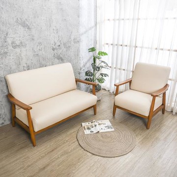 Boden-森林家具 艾爾瑪實木貓抓皮沙發椅組合(2人+3人)
