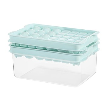 AHOYE 秒脫模雙層圓冰球 + 方塊製冰盒 32格  藍色  22 x 15 x 13cm  1個