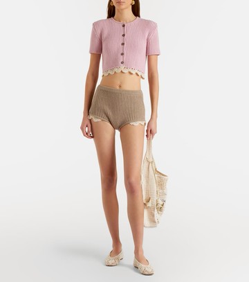 Magda Butrym Crochet-trimmed cashmere shorts