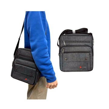 ~雪黛屋~LECAF 斜側包中容量二主袋+外袋共七層8吋平板進口防水尼龍布LW6661(中)