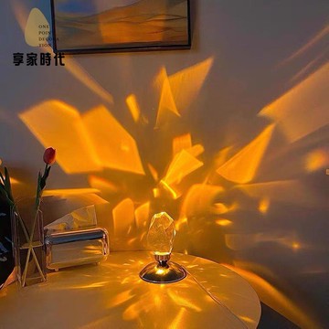 xj7031新款ins小紅書網紅光影鉆石水晶臺燈床頭臥室簡約少女氛圍小夜燈