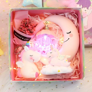 ins創意獨角獸小夜燈可愛少女心房間裝飾擺件星星燈學生禮物