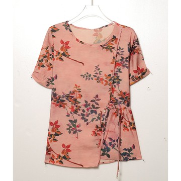 【韓國K.W.】KN3200現貨韓國楓季天絲亞麻珍珠側扣上衣(造型上衣/T恤/背心/針織)