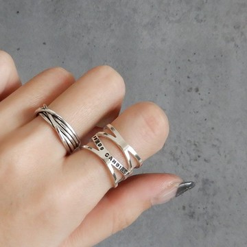 【可調式】粼粼海浪戒指 / 銀色 R049