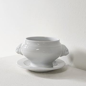 Horeca HB 獅頭洋蔥雙耳湯碗甜點碗 大 + 碗碟  1個  白色