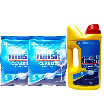 洗碗機洗劑 【FINISH】2公斤洗碗粉*2入+1.2公斤濃縮洗碗粉(平輸品)