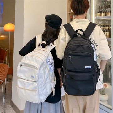 免運🎉大容量雙肩包男 新款高顔值旅行背包 16寸電腦包初高中大學生書包女 純色學院風簡約書包 加固耐用 跨城爬山旅行書包