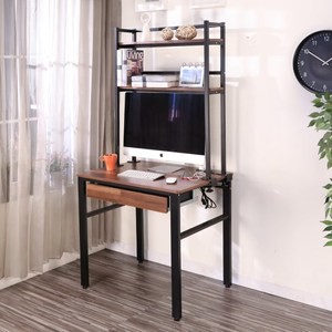 BuyJM低甲醛拼接木紋80公分單抽屜上層架電腦桌/工作桌