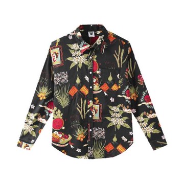 ZKEAZS阿美咔嘰復古美式花襯衫男港風情侶夏威夷長袖襯衣ins痞帥