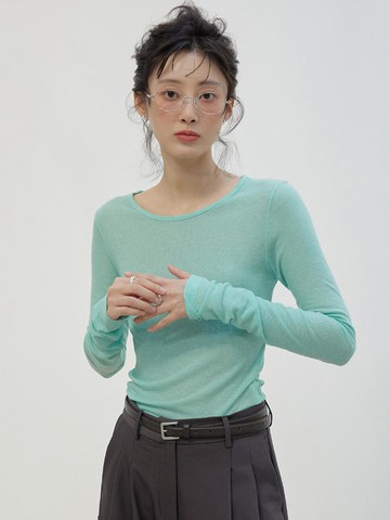 LAYERD SHEER TENCEL TOP [GREEN]