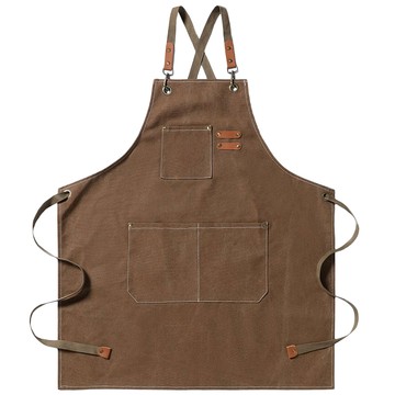 職人工作圍裙 全棉帆布防塵耐磨  棕色  1件