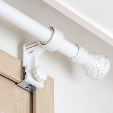 SERYUHOME 古典風格25mm窗簾桿+ 免鑽孔掛鉤3件組  窗簾桿 250~360公分  免鑽孔掛勾 9.8 x 8 公分  白色