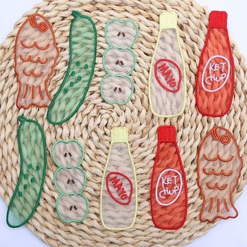 下殺價🔥創意刺繡書籤透明網紗卡通食物書籤可愛水果圖案學生閱讀標記禮品2II0