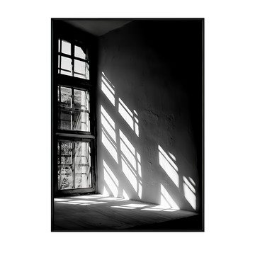 窗影 黑白窗戶光影裝飾畫  40 x 30cm  黑色
