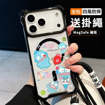 冰淇淋小醜魚送掛繩透明手機殼 磁吸防摔透明殼 適用 iPhone 17 16 16e 15 14 13 12 11保護殼