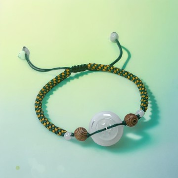 【願‧平安】冰種翡翠平安扣編織手鍊 | 天然緬甸A貨翡翠 | 送禮