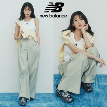 【New Balance】 NB長版微喇叭寬褲_女性_黑/綠色_WP51538BK/WP51538OVN (IU著用款)